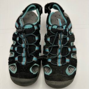 Khombu Women’s Size 7M Sandals – Black/Blue Hiker Style with Leather & Manmade U